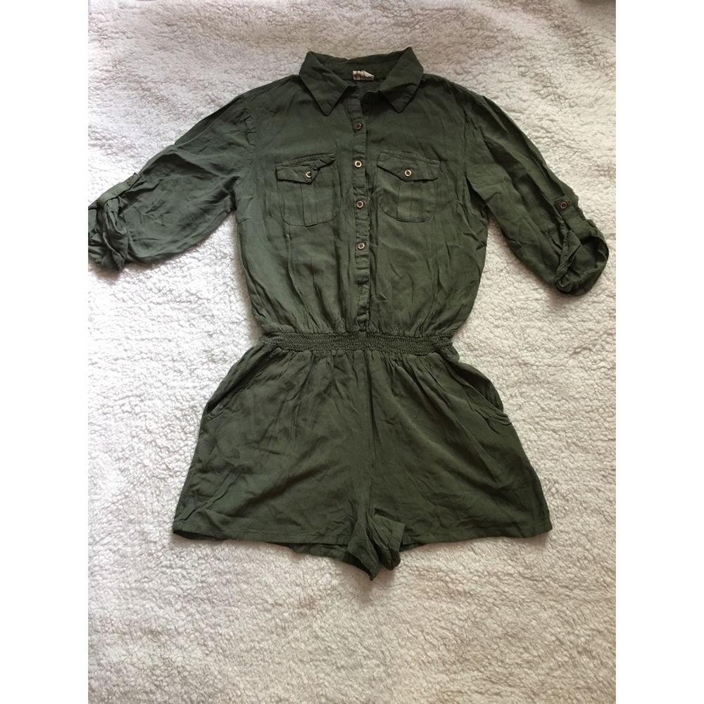 Girls Army Green Jumpsuit